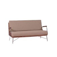 sofa industrial en madera de nogal y tapizado en algodon 158x71x84cm - beige
