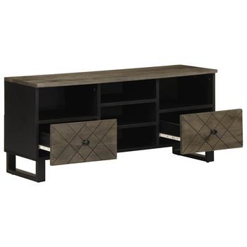 Mueble Tv | Mueble De Salón | Mesa De Tv Madera Maciza De Mango Negro 100x33x46 Cm