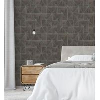 papel pintado vinilico ecologico geometrico efecto madera art deco en relieve - royal lodge 679275 de gaulan - rollo de 10 m x 053 m