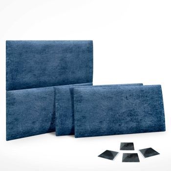 Dhome Juego De 4 Paneles Tapizados De Lana Ecológica Pack Autoadhesivos Para Pared Acústicos Absorbentes Protección (azul, 50x40cm, X4)