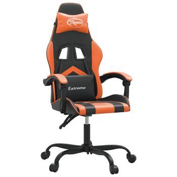 Silla Gaming Giratoria Cuero Sintético Negro Y Naranja Vidaxl