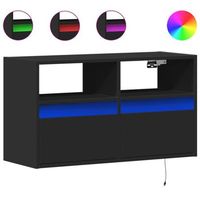 mueble de tv de pared con luces led negro 80x31x45 cm vidaxl
