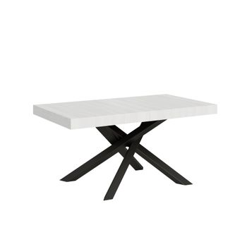 Mesa extensible 90x160/420 cm fresno blanco patas antracita