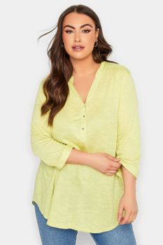 Yours Blusa Amarilla Con Media Tapeta En Escote, Mujer Curvy Y Tallas Grandes, Yours