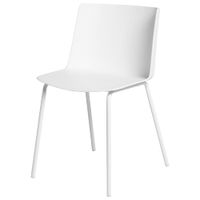 silla de polipropileno blanca con respaldo ergonomico y patas de metal