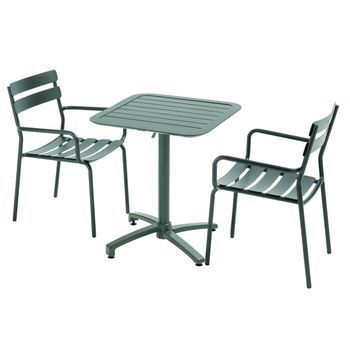 Mesa Reclinable 70 X 70 Cm Y 2 Sillas Verde Oscuro Oviala