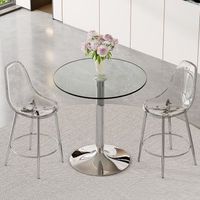 set de bar - mueble para cocina - cristal y metal - plateado y transparente 89x89x92cm