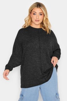 Top Gris Antracita Acanalado, Mujer Curvy Y Tallas Grandes, Yours