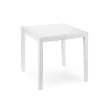 Mesa Resina Ratan Blanca King 80x80 Cm - Neoferr..