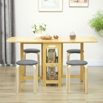 4 Taburetes Apilables De Madera Contrachapada Homcom Ø40x45 Cm Gris