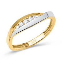 anillo de oro amarillo y blanco con circonitas