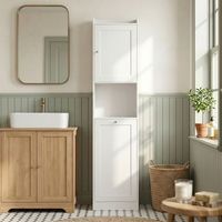 armario de bano alto de melamina de madera homcom 40x30x170 cm-blanco