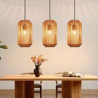 lampara colgante vintage de ratan 3 luces color negro e27 bombilla no incluida zmh