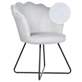 Sillón Con Asiento Redondo Respaldo De Concha Diseño Vintage Tapizado De Terciopelo Gris Lovelock