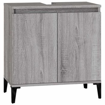 Armario De Almacenamiento | Armario De Lavabo Madera Contrachapada Gris Sonoma 58x33x60 Cm