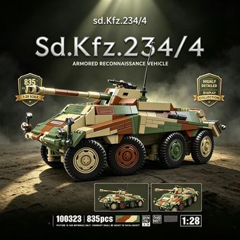 Set de Construcción de Vehículo Blindado Sd.Kfz.234/4, 100323, 835 Piezas, Escala 1:28, Modelo de Vehículo Militar, Bloques de Construcción, Juguete DIY para Colección de Adultos