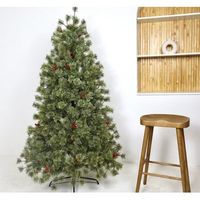 solagua arbol de navidad automontable pino floreado decorado c pinas y frutos rojos abeto extra relleno 150-210cm arboles csoporte metalico floreado verde 180cm 587tips
