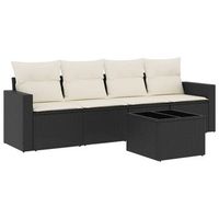 conjunto de muebles de jardin 5 uds  mesa y sillas y cojines ratan sintetico negro