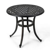 costway mesa auxiliar redonda con estructura de metal almohadillas ajustables mesa de cafe para balcon terraza carga 50 kg 60 x 53 cm marron