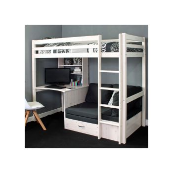 Thuka HIT 8 High Sleeper Bed with Desk and Sofa Bed in Black