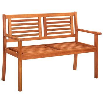 Banco De Jardín | Silla De Jardín 2 Plazas Madera Maciza Eucalipto Y Cojín 120 Cm