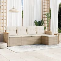 conjunto de sofas jardin con cojines 5 uds  mueble jardin mesa y sillas ratan sintetico beige cfw953950