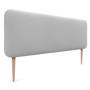 Dhome Cabecero Tapizado Liso Redondeado Polipiel Con Patas Para Pared Acústicos Cabeceros Absorbentes Cabezal Cama Dormitorio (gris Claro, 160cm)
