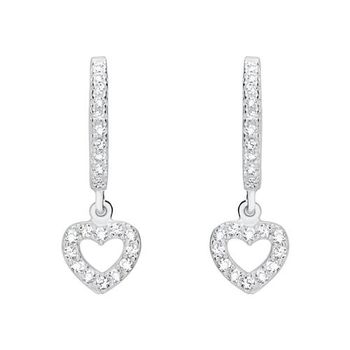 De aros plegables con colgantes corazón circonita plata 925