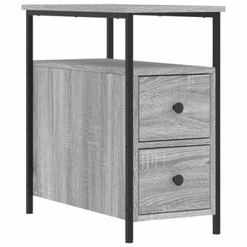 Mesita De Noche | Mesa Auxiliar | Mesilla Madera De Ingeniería Gris Sonoma 30x60x60 Cm