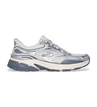 Skechers para mujer. 150710 Zapatillas Slip-ins: Stamina Sport platerado (39), Plata, Plano, Cordones, Casual, Deportivo, Multideporte