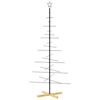 Árbol De Navidad Metal Negro Con Base De Madera 180 Cm Vidaxl