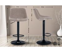 taburete de bar loft tela gris topo 49x43x79 cm