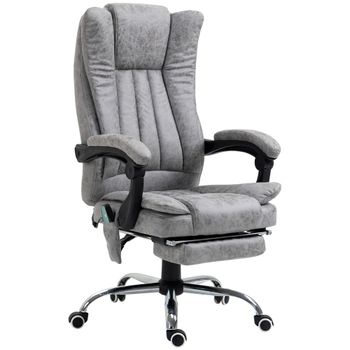 Vinsetto Silla de Masaje con 6 Puntos de Masaje Ajustable con Función de Calefacción Reposapiés Retráctil y Control Remoto Gris