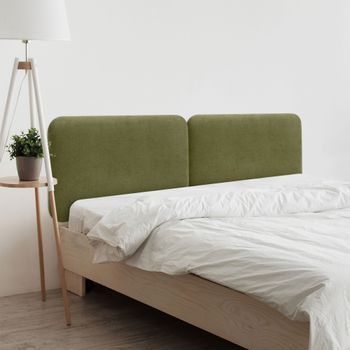 Dhome Cabecero Tapizado Liso Redondeado Tela Para Pared Acústicos Cabeceros Absorbentes Cabezal Cama Dormitorio (verde, 160 Cm Dual)