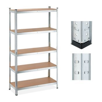 Estantes Galvanizados Para Cargas Pesadas Con 5 Niveles - Light Brown/silver - 8x106x44.5cm