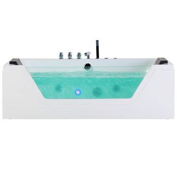 Bañera De Hidromasaje Blanco Plata Con Led De Acrílico Sanitario Y Vidrio Individual 174 X 79 Cm Samana