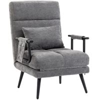 homcom sillon cama individual de chenilla plegable 3 en 1 con respaldo click-clack gris   aosom espana