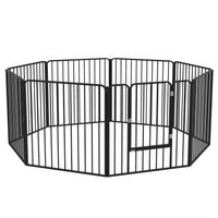 pawhut cercado para perros de 8 paneles modulables para interiores y exteriores de acero 164x164x60 cm negro
