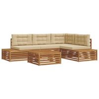 conjunto de sofas de exterior con cojin 5 pieza natural y beige vidaxl