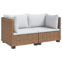 2 uds conjunto de lounge de ratan con cojines gendt natural vidaxl