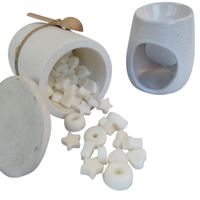 pack quemador y wax melts en bote artesanal reutilizable con tres velas de te - hecho a mano - rara avis - fragancia de mimosa rosas orquidea etc - marca rara avis