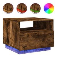 mesa de centromesa auxiliarmesa de cafe con luces led roble ahumado 50x49x40 cm