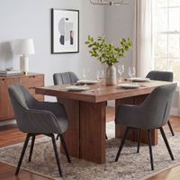 silla de comedor giratorio en pana gris oscuro