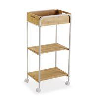 carro de madera 3 baldas versa home natural white 81x295x40 cm