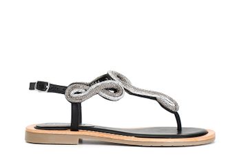 sandalias chanclas de napa con adorno de pedrería black 38