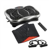 pack plataforma vibratoria con altavoz bandas de resistencia y mando a distancia y faja deportiva sauna innovagoods