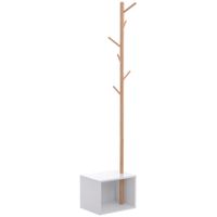homcom perchero de pie con zapatero colgador tipo arbol moderno 6 ganchos para colgar ropa bolsa   aosom espana