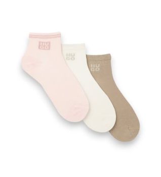 HUGO para mujer. 50570083 Pack 3 calcetines Lurex Logo rosa, blanco, marrón (39-42), Homewear, Algodón