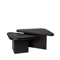 set 2 mesas rectangulares bordes redondeados en madera negra