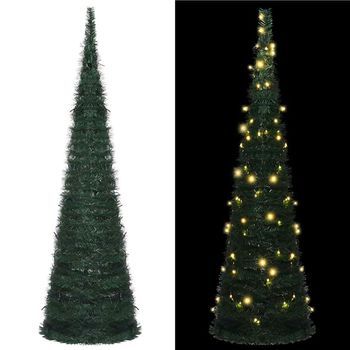 Árbol De Navidad Emergente Preiluminado Con Luces Verde 210 Cm Vidaxl